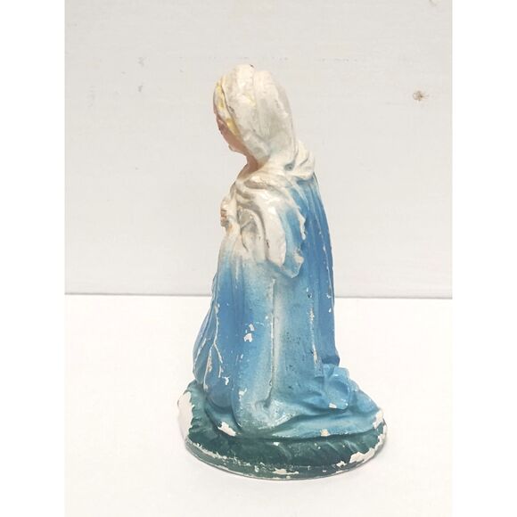 Lot of 2 Vintage Nativity Figurines 4" Scale Chalkware Mary & Wise Man MCM - Picture 13 of 16